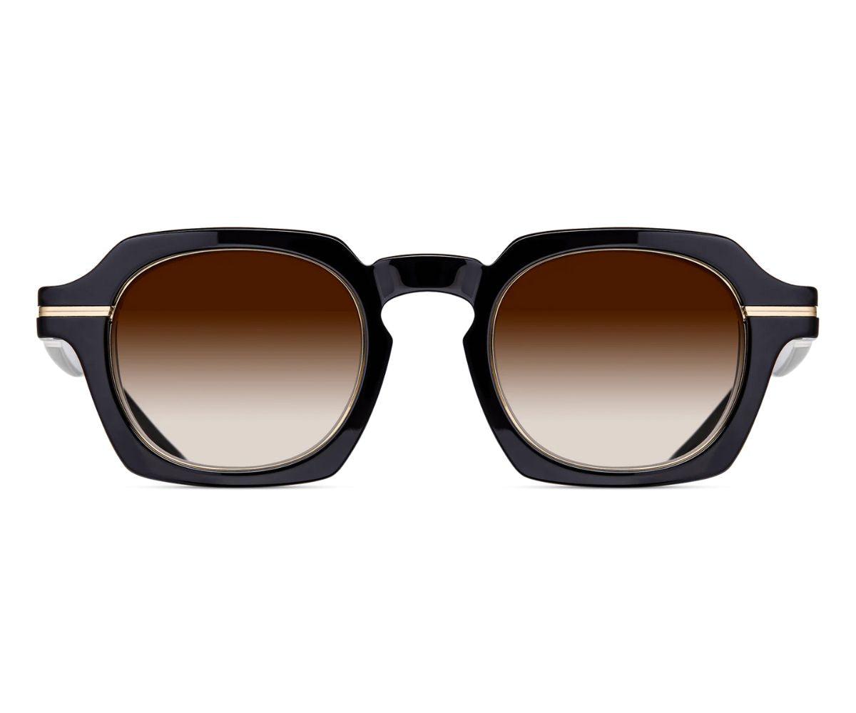 Matsuda M2055 Black / Brushed Gold Brown Gradient Sunglasses front view