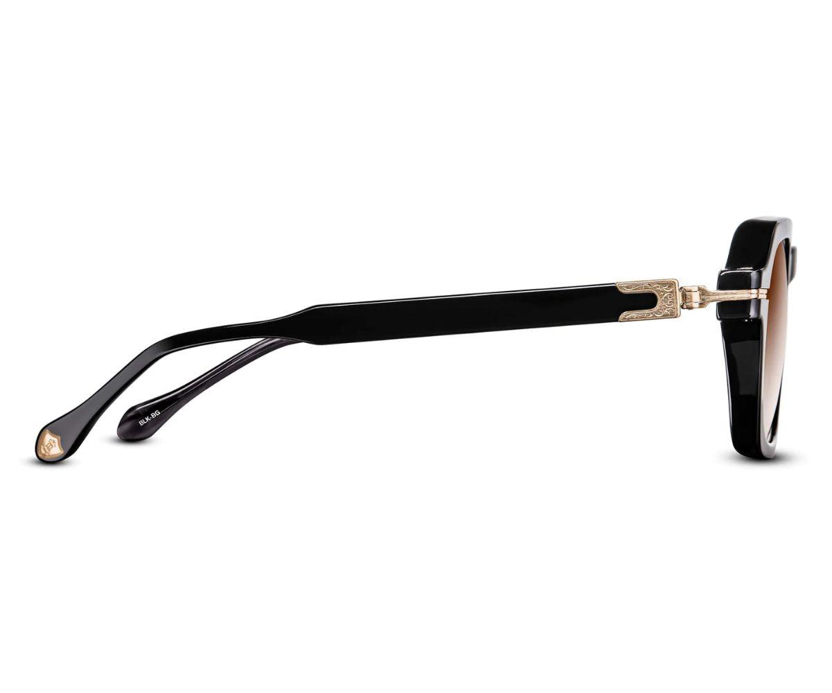 Matsuda M2055 Black / Brushed Gold Brown Gradient Sunglasses view 3
