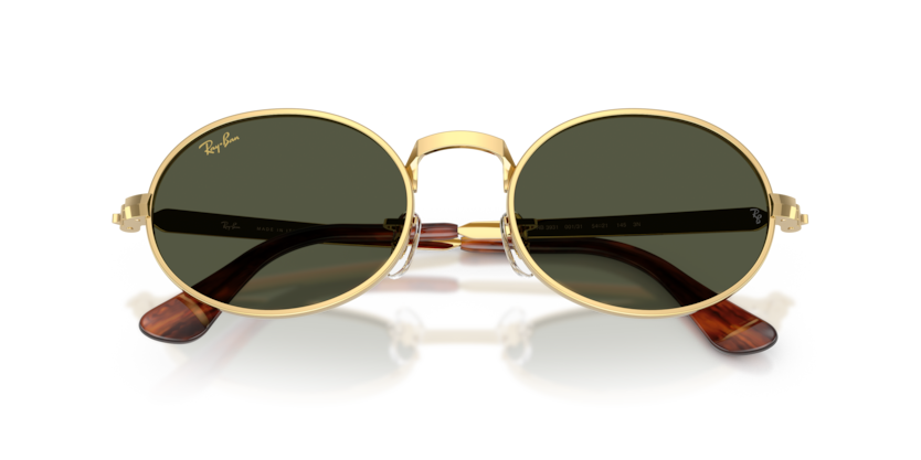 Ray-Ban 0RB3931 001/31 Arista gold sunglasses with green lenses — Front detail