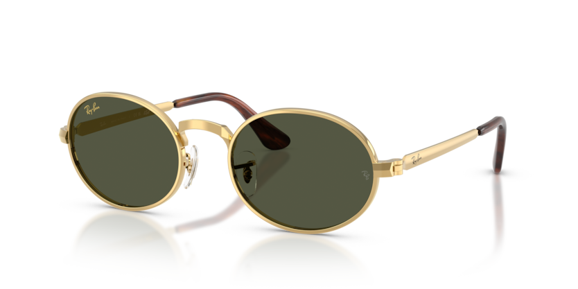 Ray-Ban 0RB3931 001/31 Arista gold sunglasses with green lenses — Three-quarter view